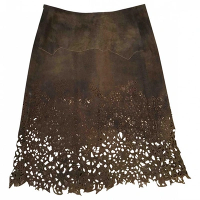 Pre-owned Roberto Cavalli Leather Mid-length Skirt In Brown