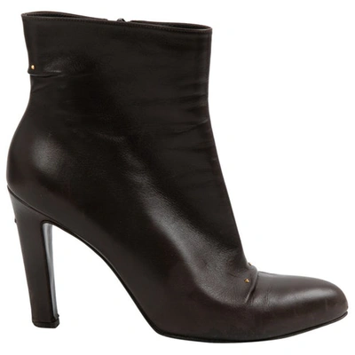 Pre-owned Roger Vivier Leather Ankle Boots In Brown