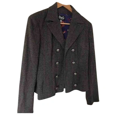 Pre-owned Dolce & Gabbana Wool Biker Jacket In Grey