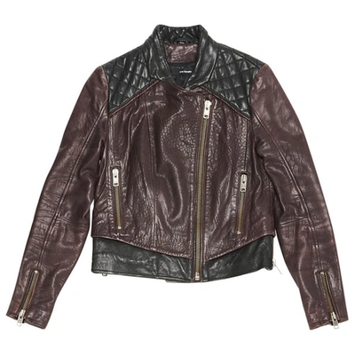 Pre-owned The Kooples Leather Jacket In Purple