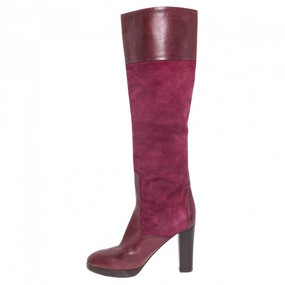 Pre-owned Chloé Boots In Burgundy
