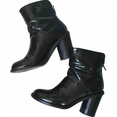 Pre-owned Surface To Air Leather Ankle Boots In Black