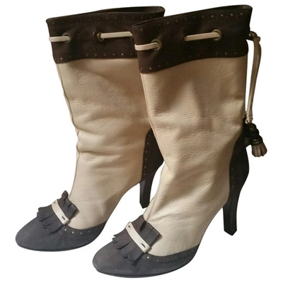 Pre-owned Emanuel Ungaro Leather Boots In Beige