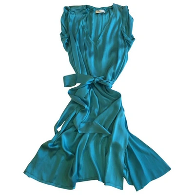 Pre-owned Pierre Balmain Silk Dress In Turquoise