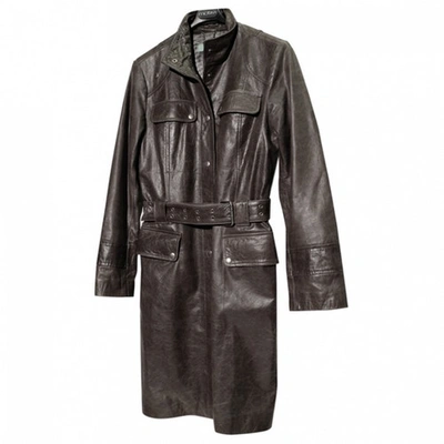 Pre-owned Doma Leather Coat In Anthracite