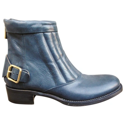 Pre-owned Rupert Sanderson Leather Ankle Boots In Blue