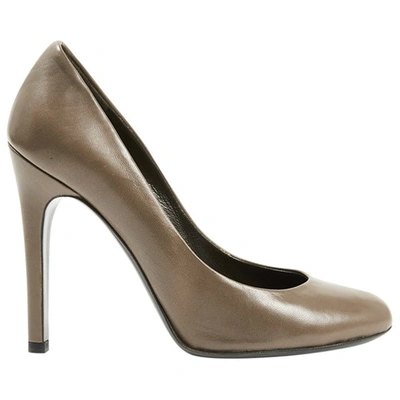 Pre-owned Halston Leather Heels In Brown