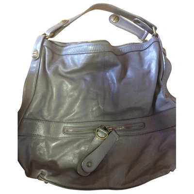 Pre-owned Gerard Darel Midday Midnight Leather Handbag In Grey