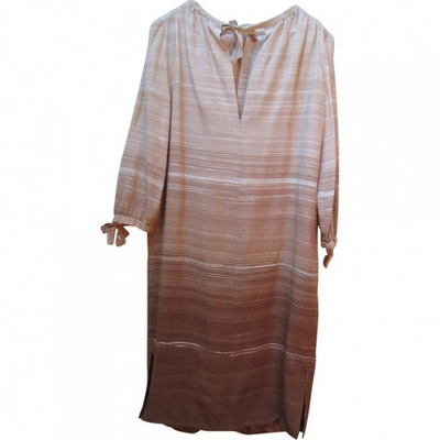 Pre-owned Courrèges Silk Mid-length Dress In Beige