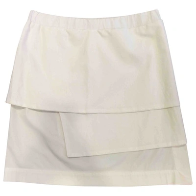 Pre-owned Brunello Cucinelli Linen Mini Skirt In Ecru