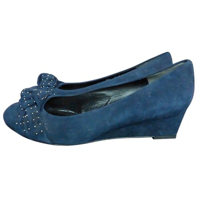 Pre-owned Stuart Weitzman Leather Ballet Flats In Blue