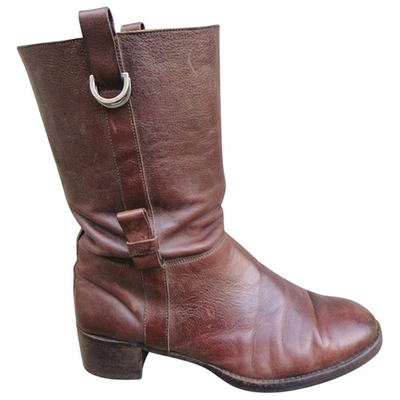 Pre-owned Heschung Leather Ankle Boots In Brown