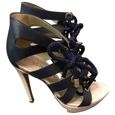 Pre-owned Pollini Leather Sandal In Blue