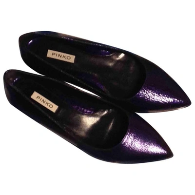 Pre-owned Pinko Blue Leather Ballet Flats