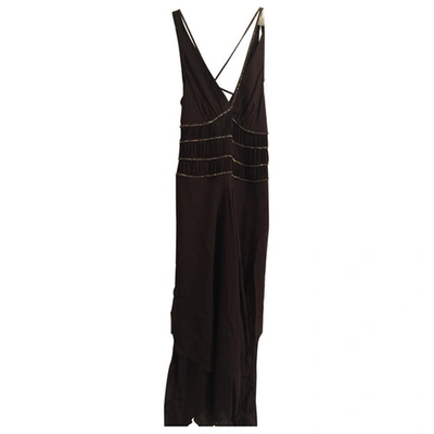 Pre-owned Bcbg Max Azria Silk Mid-length Dress In Brown