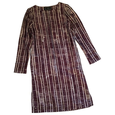 Pre-owned By Malene Birger Silk Mid-length Dress In Burgundy