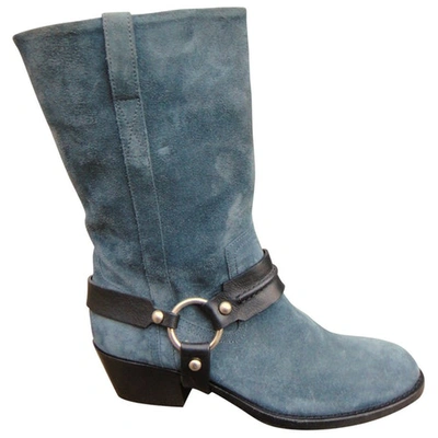 Pre-owned Barbara Bui Blue Suede Ankle Boots