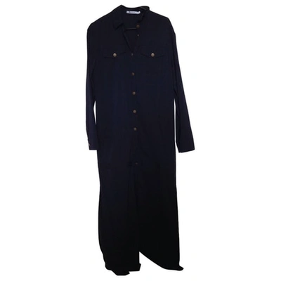 Pre-owned Alexander Wang Silk Trench Coat In Navy