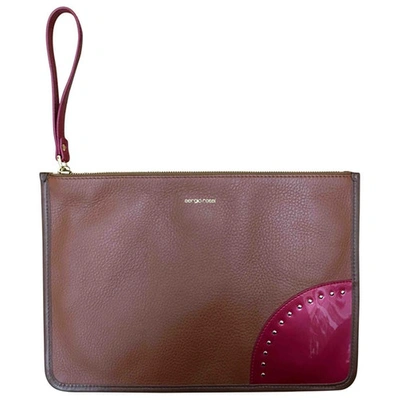 Pre-owned Sergio Rossi Leather Clutch Bag In Camel