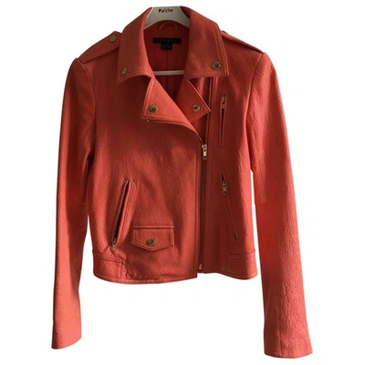 Pre-owned Theyskens' Theory Leather Biker Jacket In Orange