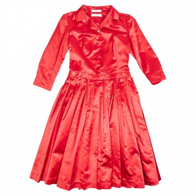 Pre-owned Prada Silk Dress In Red