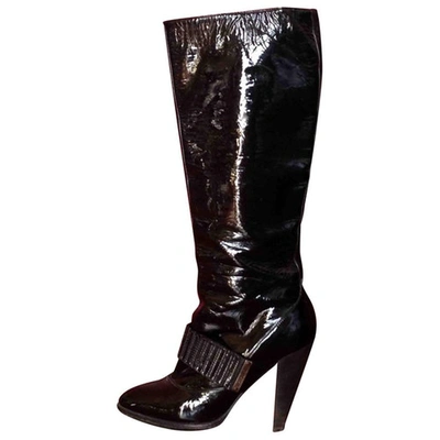 Pre-owned Roberto Cavalli Patent Leather Boots In Black