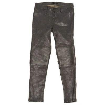 Pre-owned J Brand Leather Slim Pants In Silver