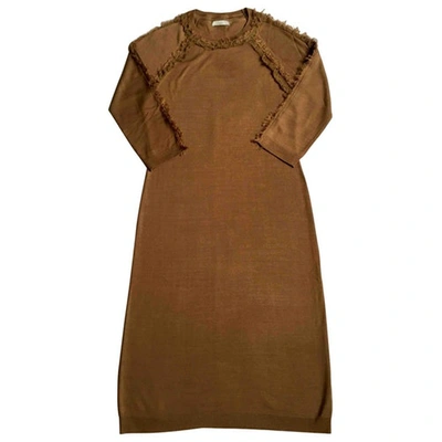Pre-owned Nina Ricci Silk Mid-length Dress In Beige