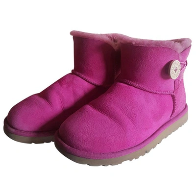 Pre-owned Ugg Ankle Boots In Pink