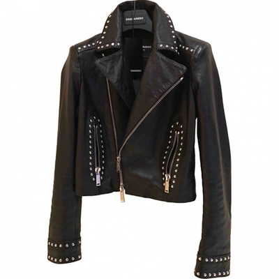 Pre-owned Dsquared2 Leather Biker Jacket In Black