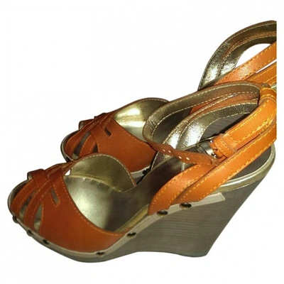 Pre-owned Roberto Cavalli Leather Sandals In Orange