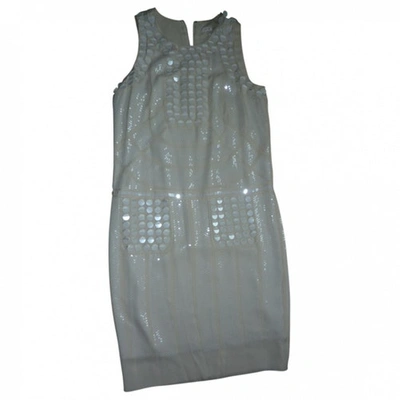 Pre-owned Paule Ka Silk Mid-length Dress In Ecru