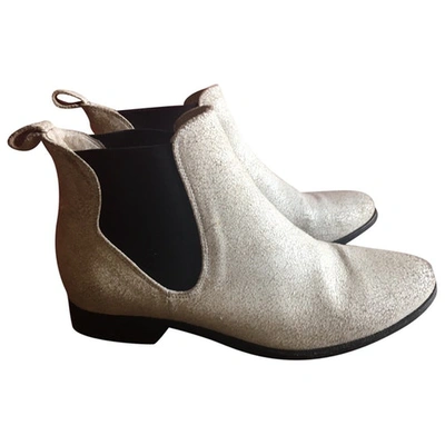 Pre-owned Claudie Pierlot Leather Ankle Boots In White