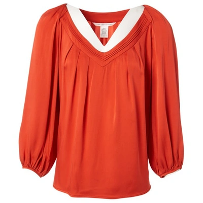 Pre-owned Diane Von Furstenberg Silk Blouse In Orange