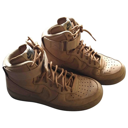 Pre-Owned Nike Air Force 1 Camel Leather Trainers | ModeSens