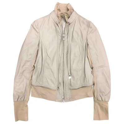 Pre-owned Patrizia Pepe Leather Biker Jacket In Beige