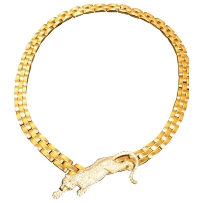 Pre-owned Cartier Panthã¨re Yellow Gold Necklace