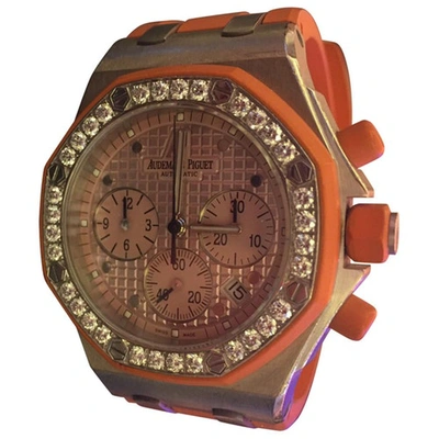 Pre-owned Audemars Piguet Royal Oak Offshore White Gold Watch In Orange