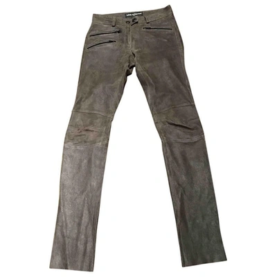 Pre-owned Sylvie Schimmel Leather Trousers In Khaki
