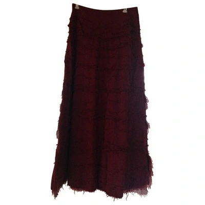 Pre-owned Dondup Maxi Skirt In Burgundy