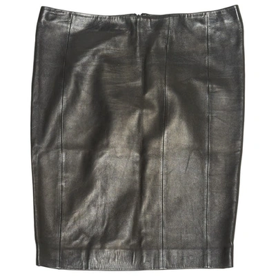 Pre-owned Loewe Leather Mid-length Skirt In Black