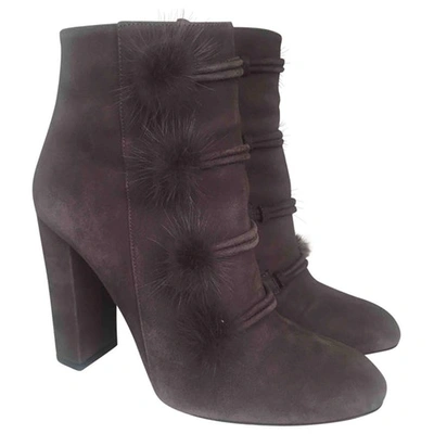 Pre-owned Aquazzura Ankle Boots In Anthracite