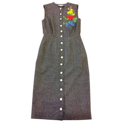 Pre-owned Olympia Le-tan Wool Mid-length Dress In Grey