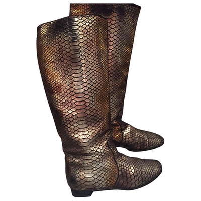 Pre-owned Casadei Leather Boots In Metallic