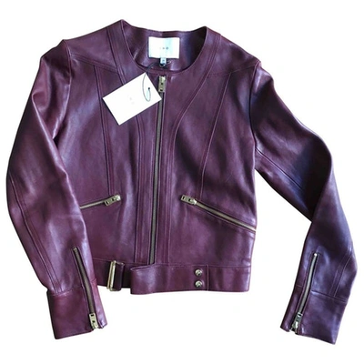 Pre-owned Iro Leather Jacket In Burgundy