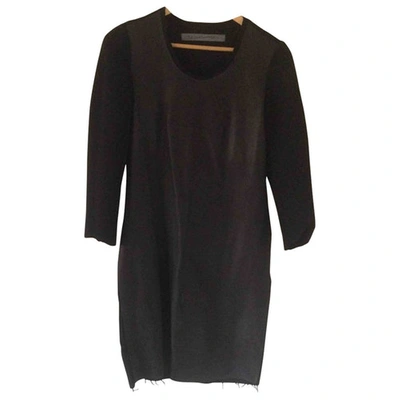 Pre-owned Raquel Allegra Leather Mini Dress In Black