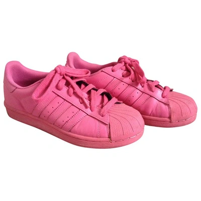 Pre-owned Adidas X Pharrell Williams Superstar Leather Trainers In Pink