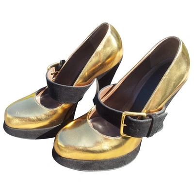 Pre-owned Marni Patent Leather Heels In Gold
