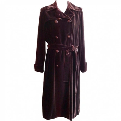 Pre-owned Gucci Silk Trench Coat In Brown