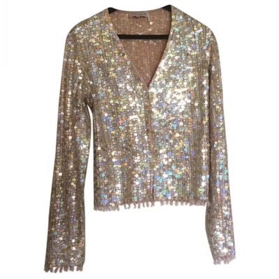 Pre-owned P.a.r.o.s.h Glitter Jacket In Gold